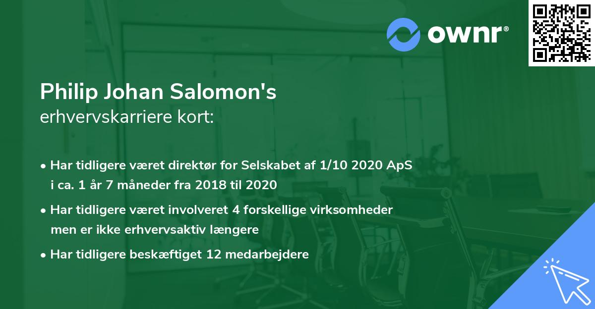 Philip Johan Salomon's erhvervskarriere kort