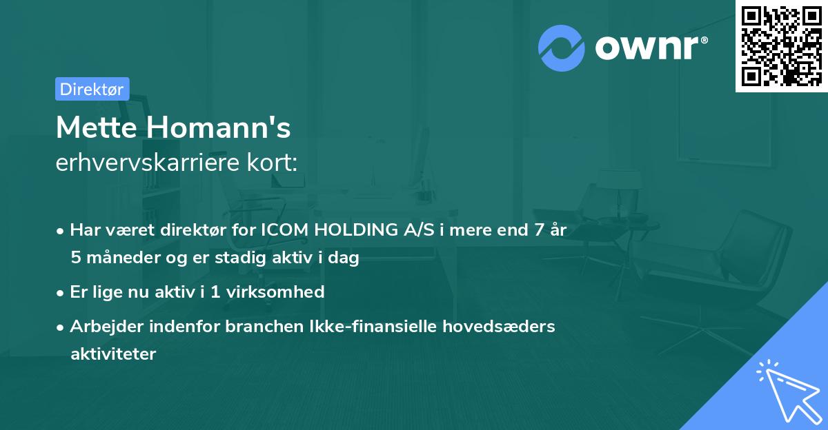 Mette Homann's erhvervskarriere kort