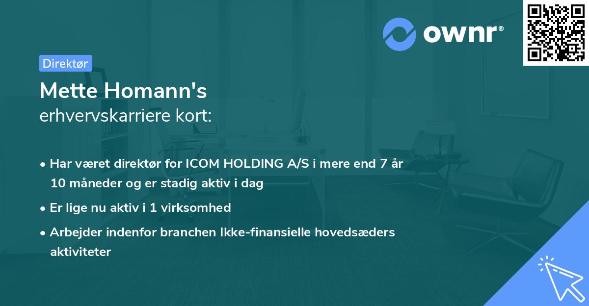 Mette Homann's erhvervskarriere kort