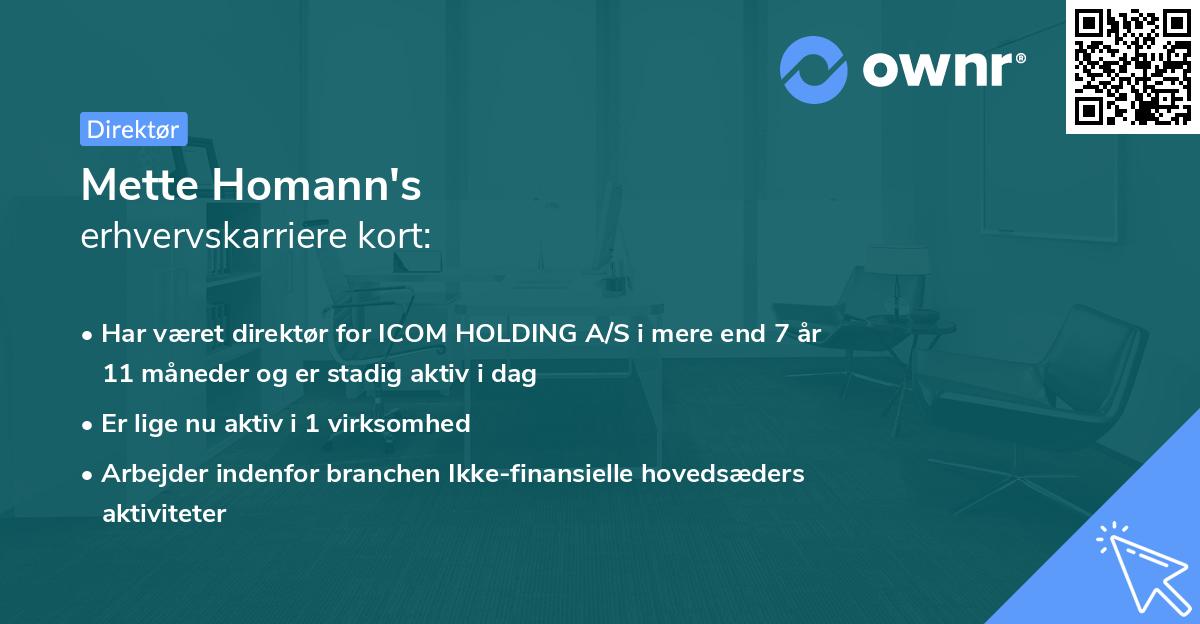 Mette Homann's erhvervskarriere kort
