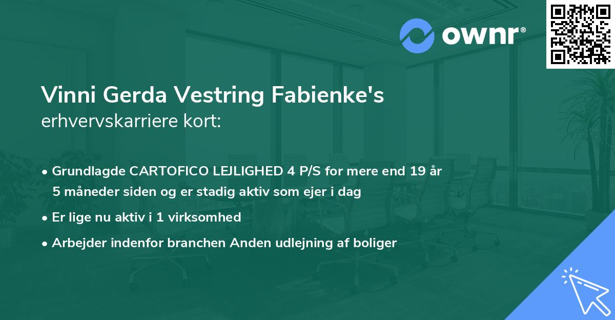 Vinni Gerda Vestring Fabienke's erhvervskarriere kort