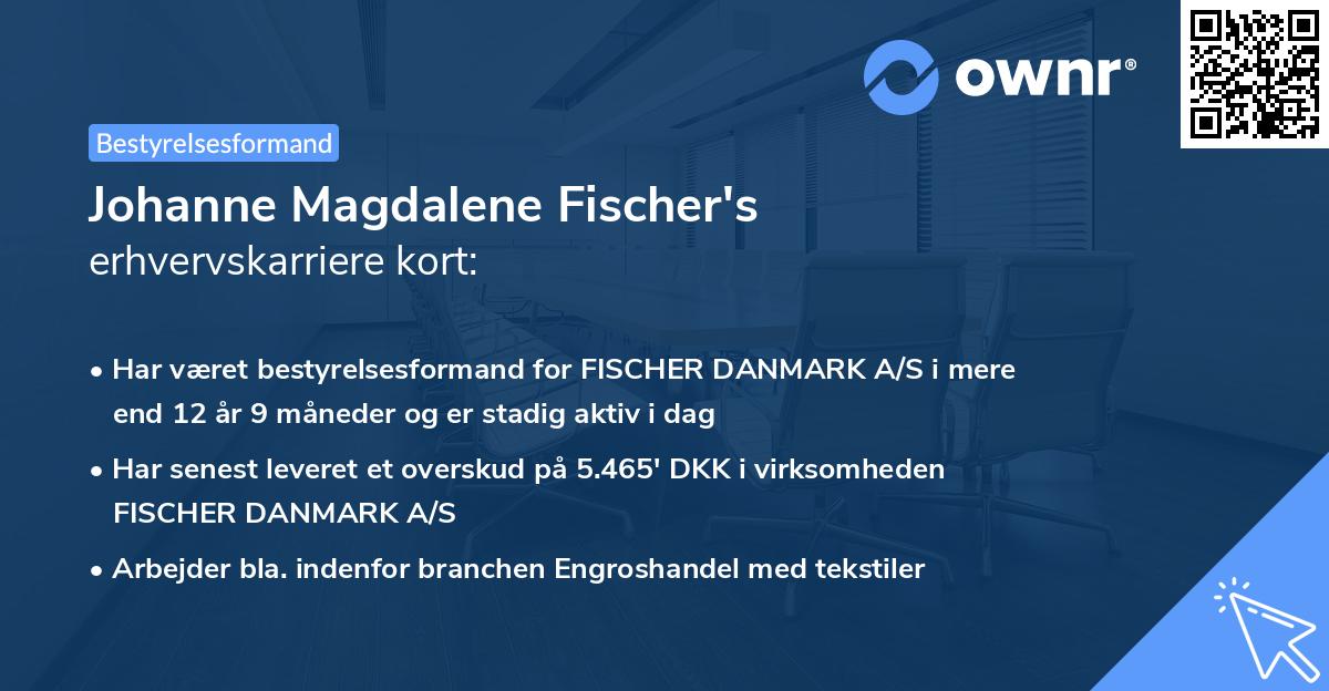 Johanne Magdalene Fischer's erhvervskarriere kort