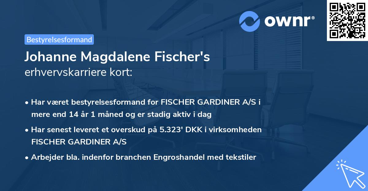 Johanne Magdalene Fischer's erhvervskarriere kort