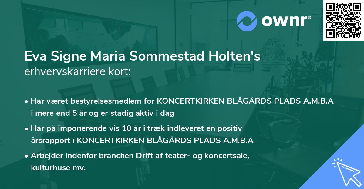 Eva Signe Maria Sommestad Holten's erhvervskarriere kort