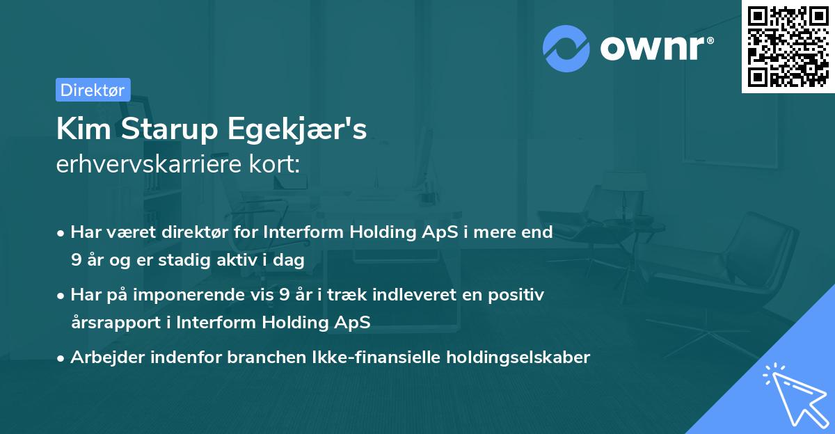 Kim Starup Egekjær's erhvervskarriere kort