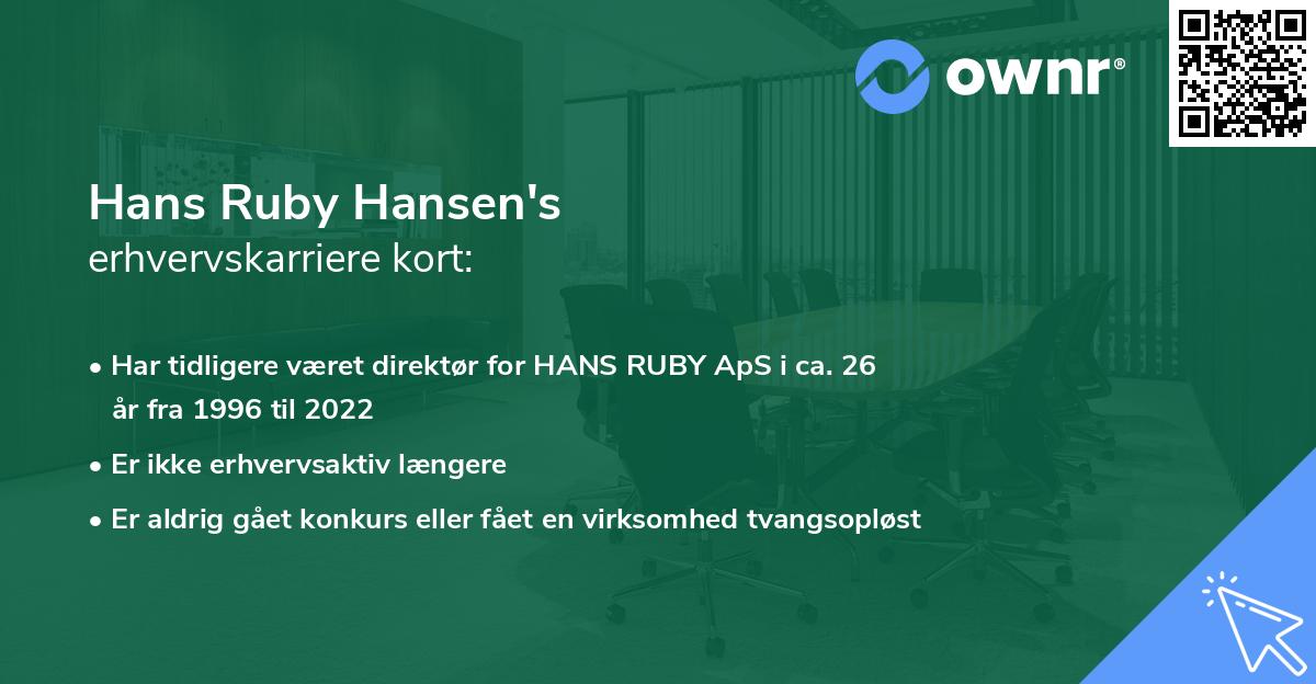 Hans Ruby Hansen's erhvervskarriere kort