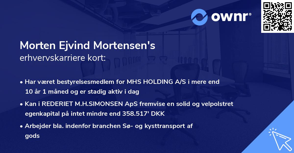 Morten Ejvind Mortensen's erhvervskarriere kort