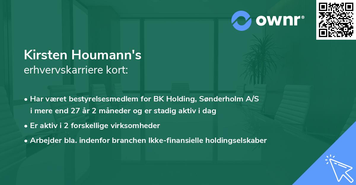 Kirsten Houmann's erhvervskarriere kort