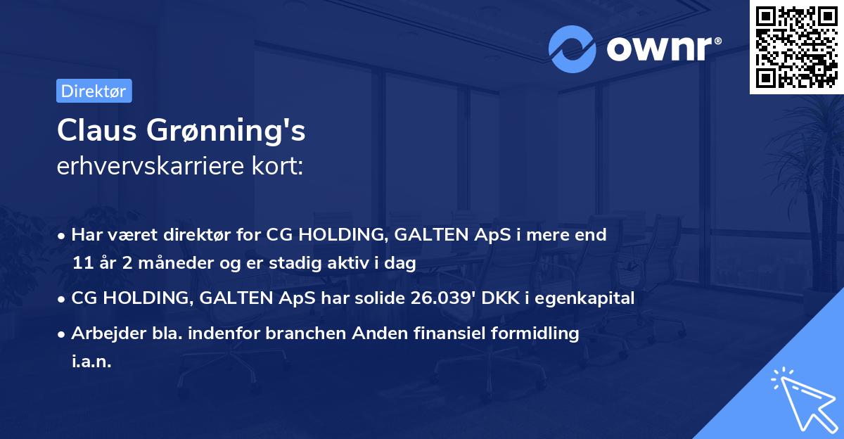 Claus Grønning's erhvervskarriere kort