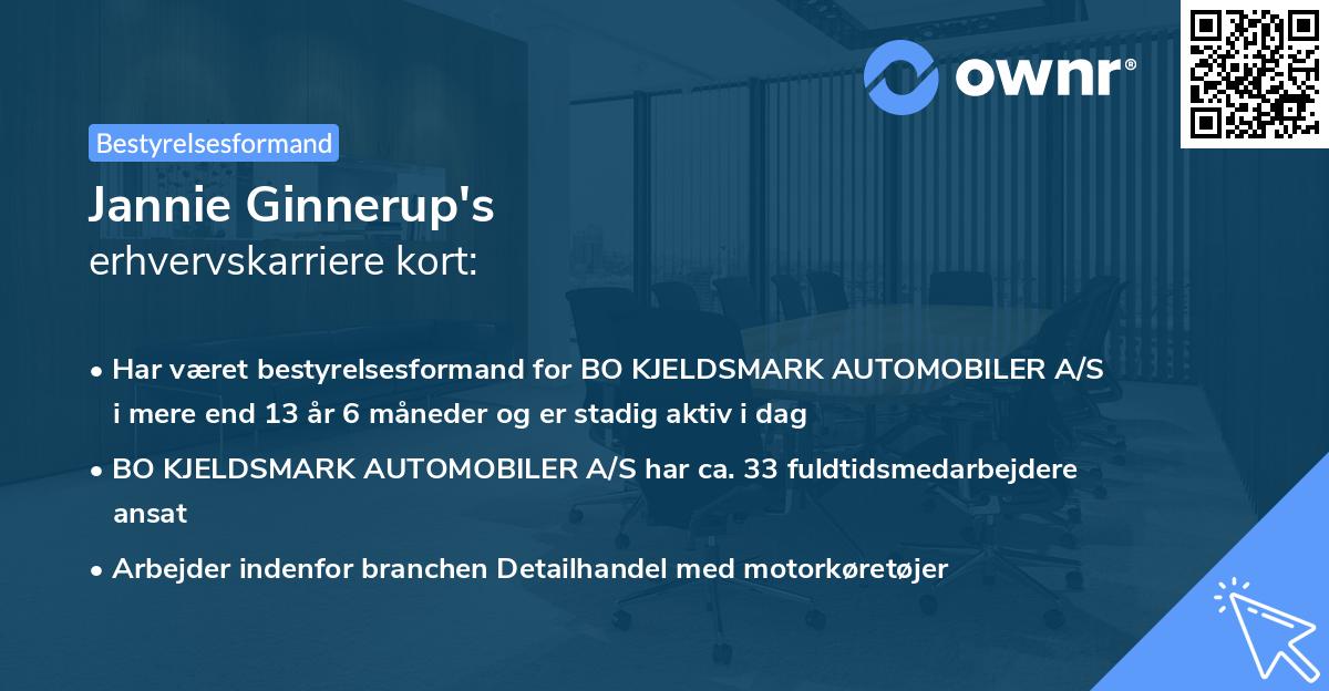 Jannie Ginnerup's erhvervskarriere kort