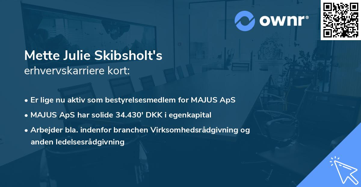 Mette Julie Skibsholt's erhvervskarriere kort
