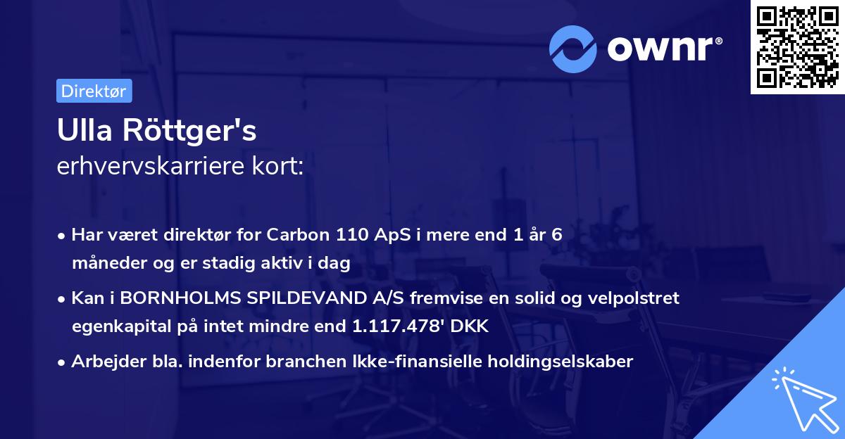 Ulla Röttger's erhvervskarriere kort