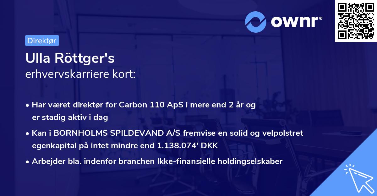 Ulla Röttger's erhvervskarriere kort