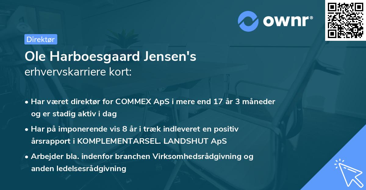 Ole Harboesgaard Jensen's erhvervskarriere kort