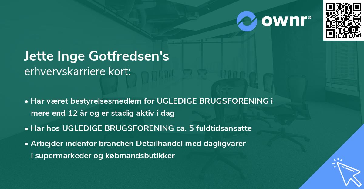 Jette Inge Gotfredsen's erhvervskarriere kort