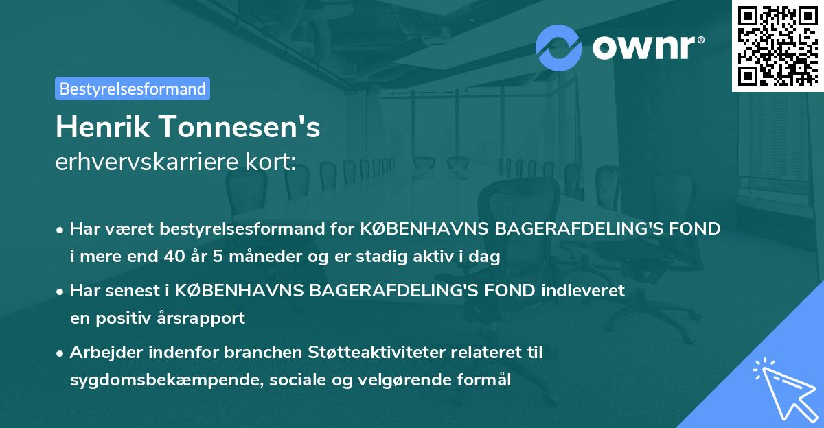 Henrik Tonnesen's erhvervskarriere kort