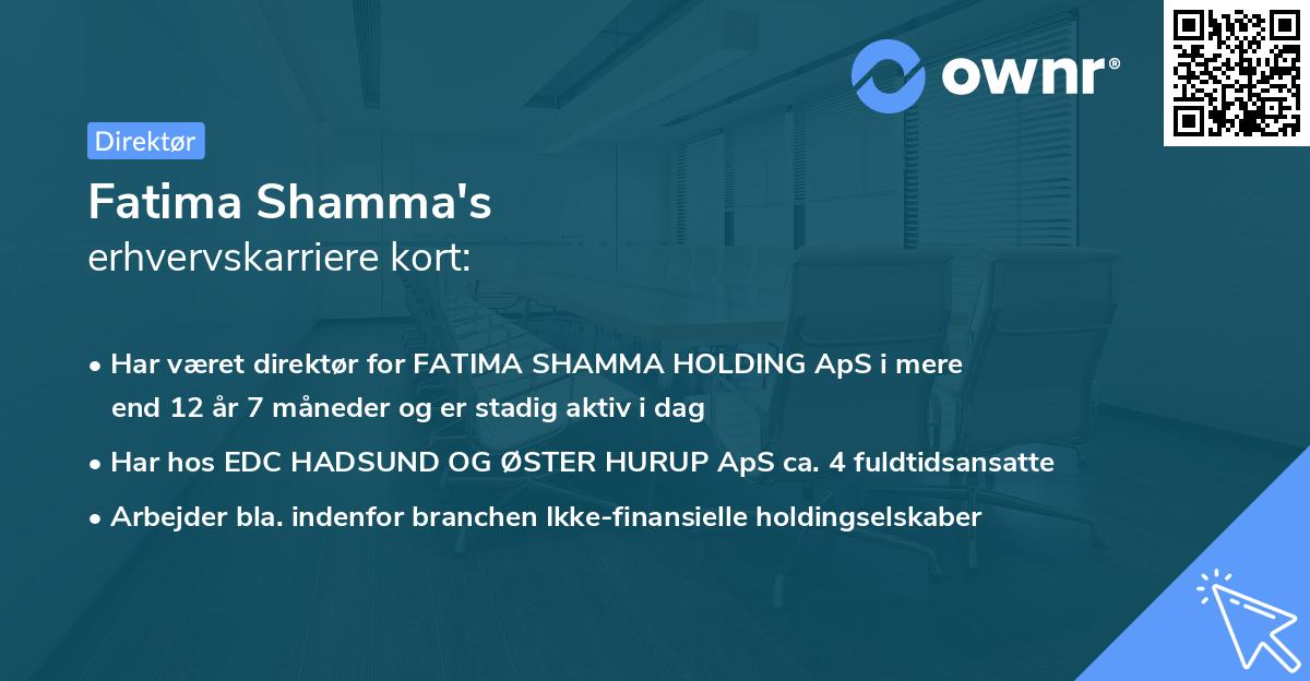 Fatima Shamma's erhvervskarriere kort