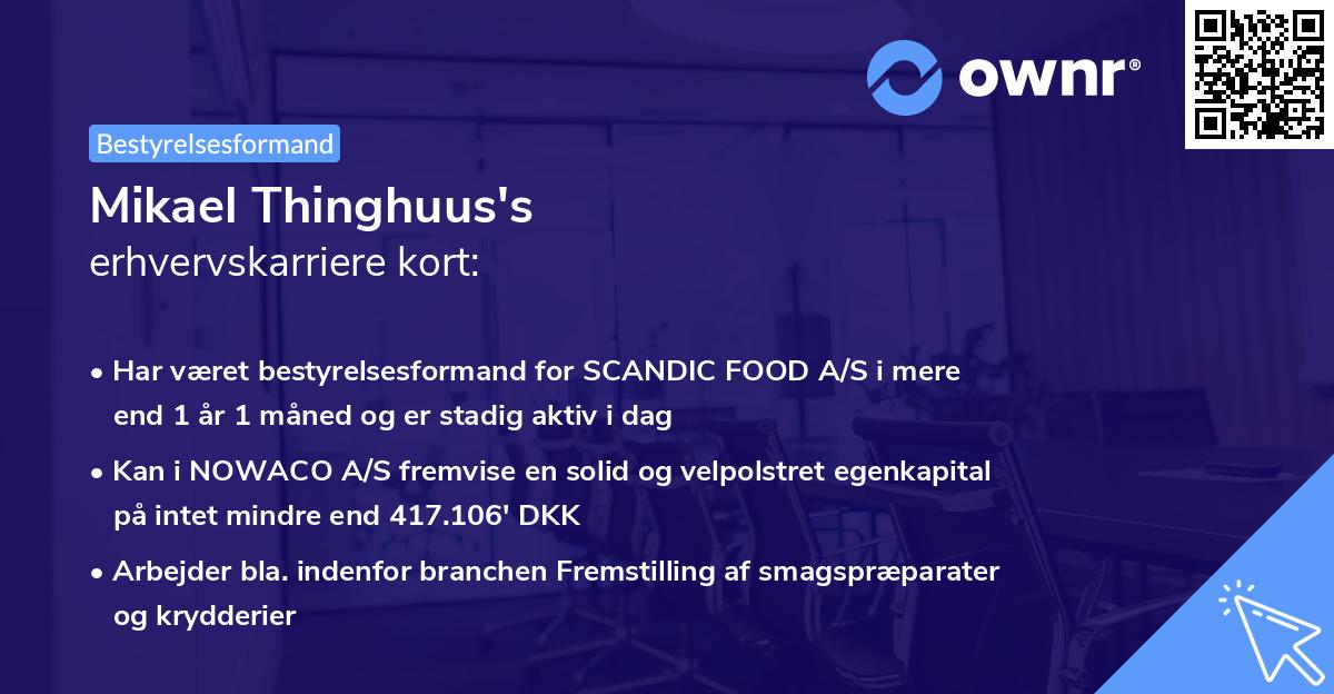 Mikael Thinghuus's erhvervskarriere kort