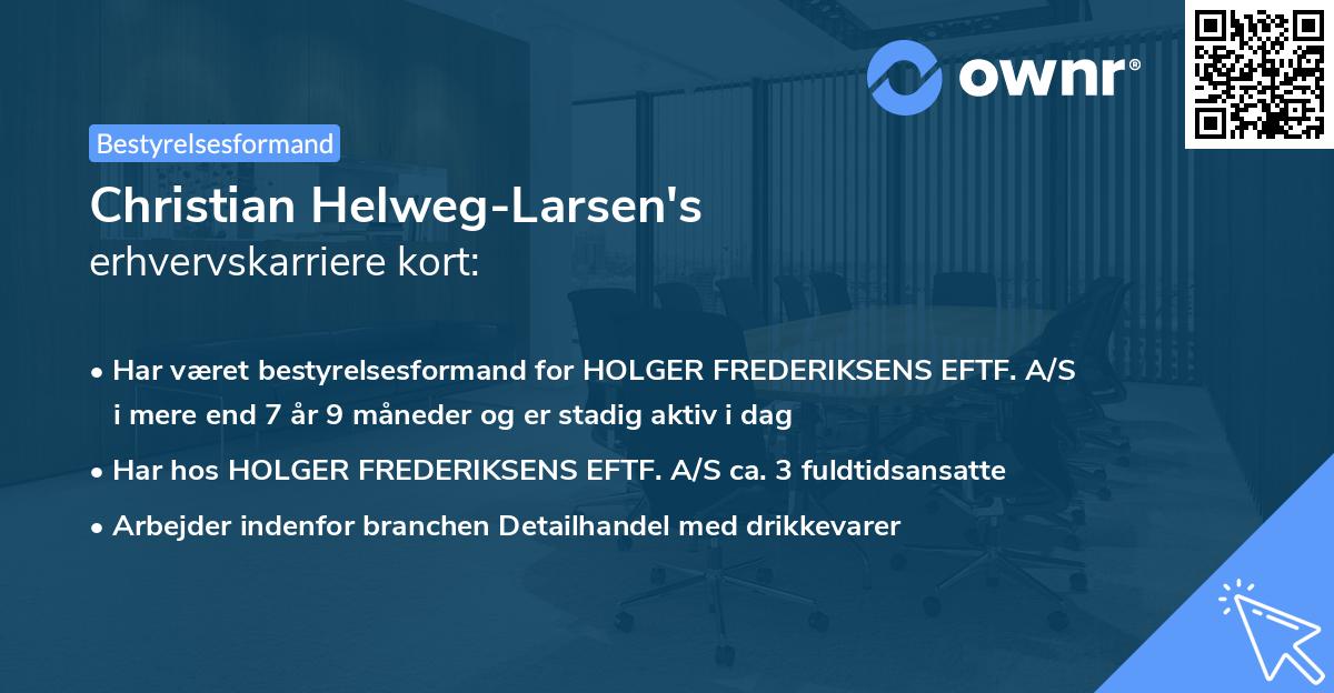 Christian Helweg-Larsen's erhvervskarriere kort