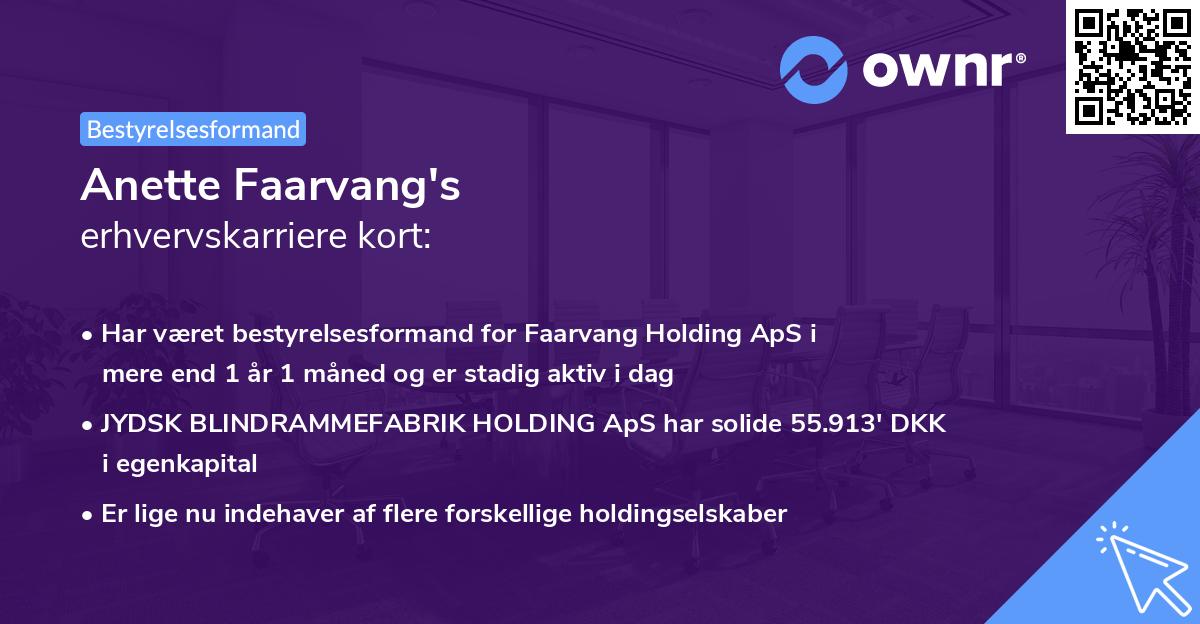 Anette Faarvang's erhvervskarriere kort