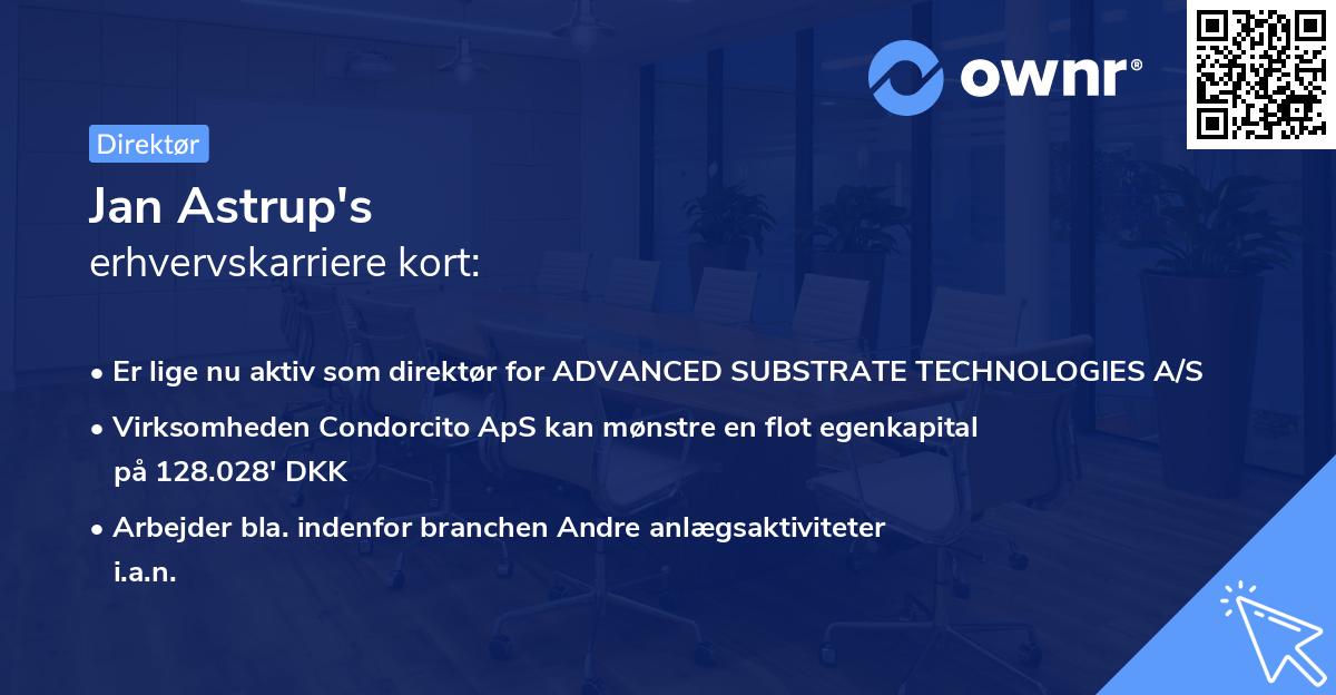 Jan Astrup's erhvervskarriere kort