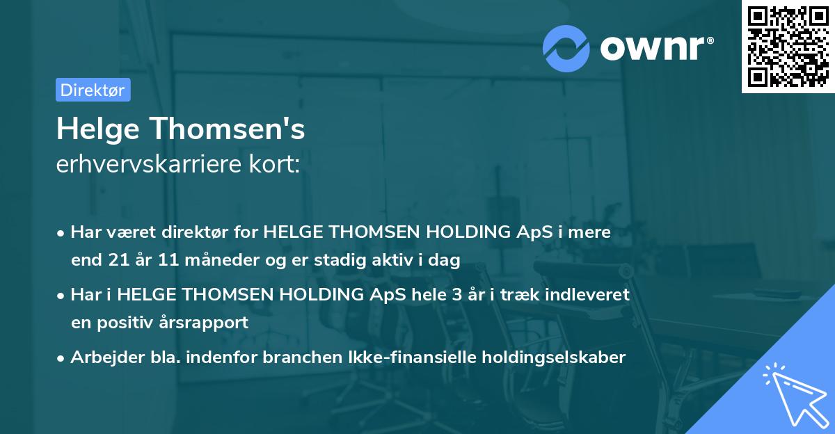 Helge Thomsen's erhvervskarriere kort