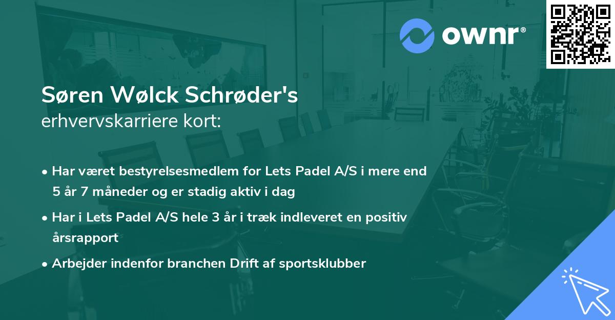 Søren Wølck Schrøder's erhvervskarriere kort