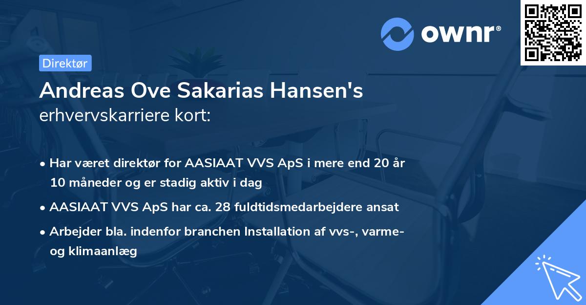 Andreas Ove Sakarias Hansen's erhvervskarriere kort