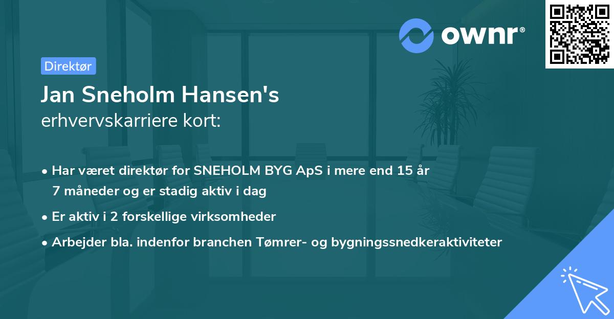 Jan Sneholm Hansen's erhvervskarriere kort