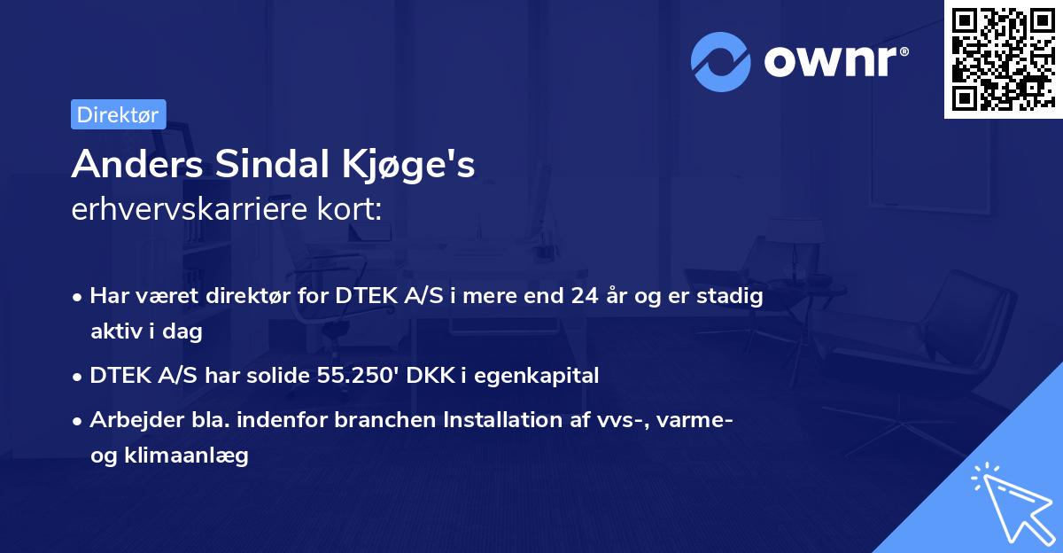 Anders Sindal Kjøge's erhvervskarriere kort