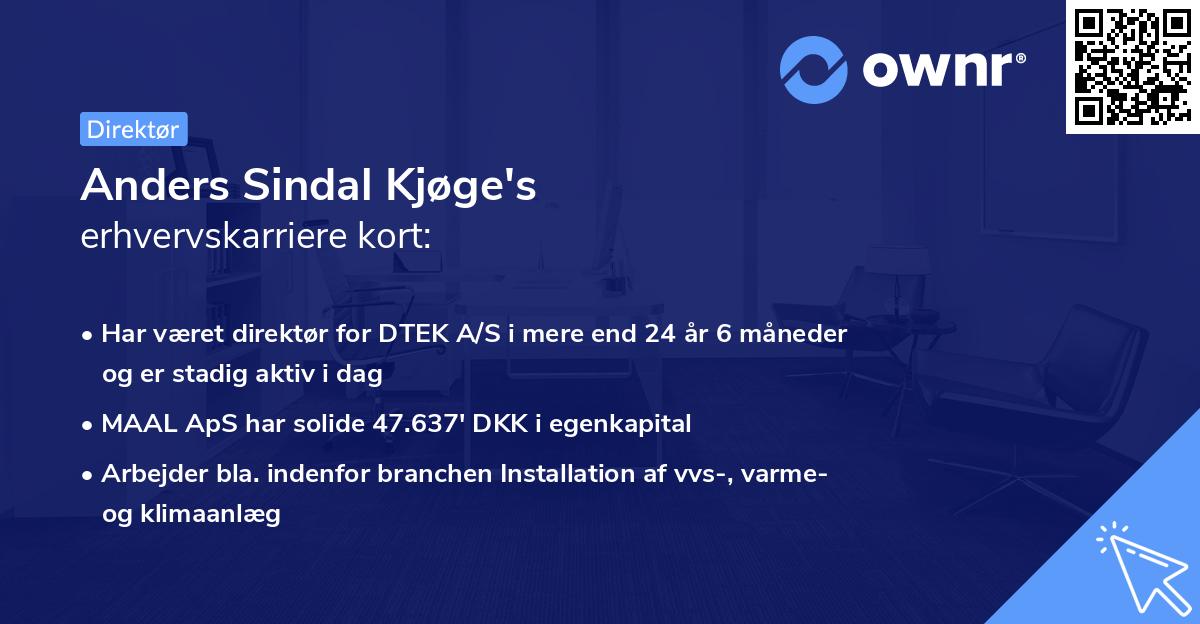 Anders Sindal Kjøge's erhvervskarriere kort