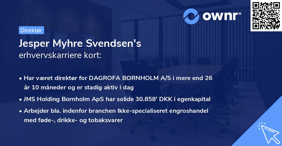 Jesper Myhre Svendsen's erhvervskarriere kort