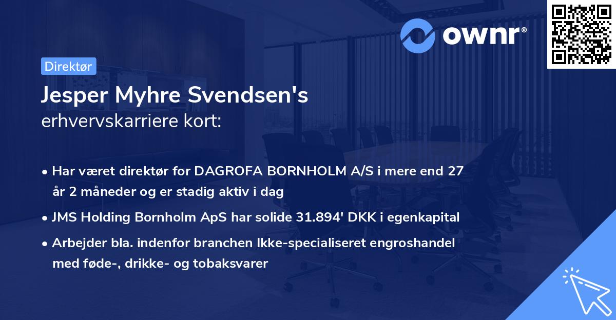 Jesper Myhre Svendsen's erhvervskarriere kort