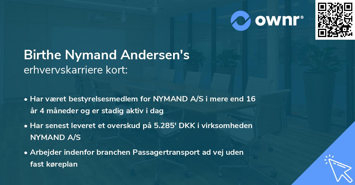 Birthe Nymand Andersen's erhvervskarriere kort
