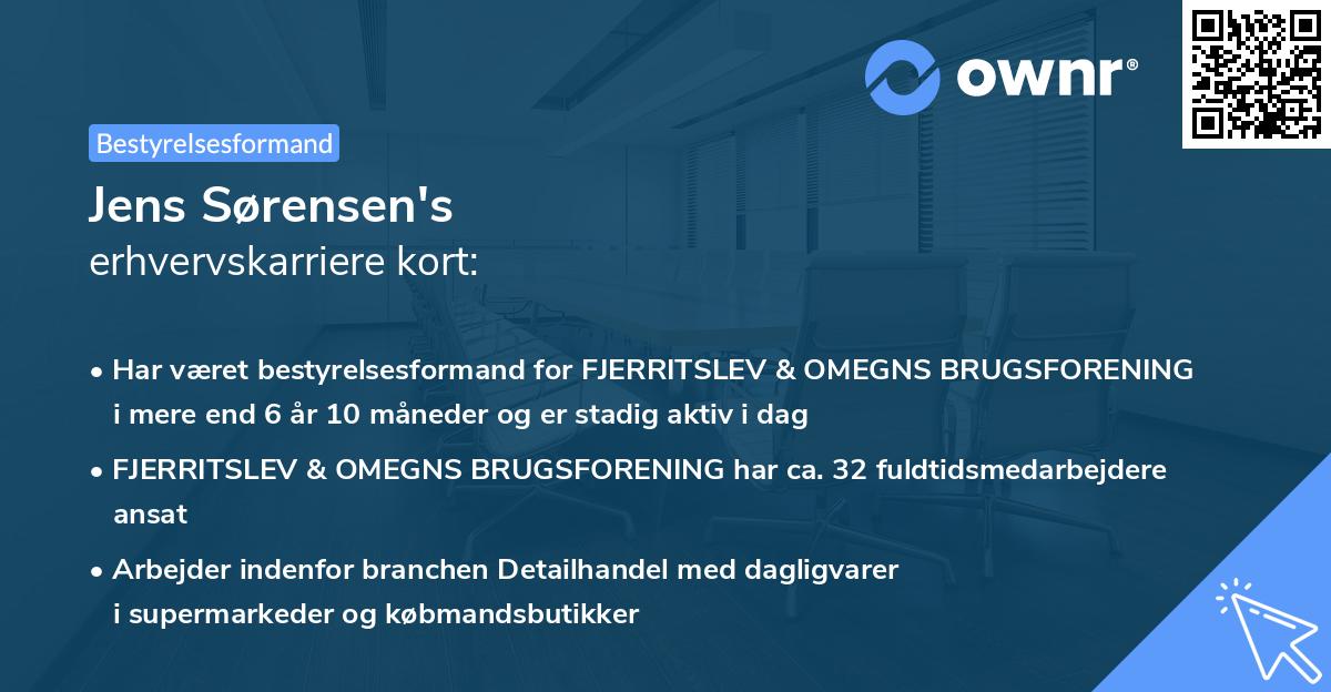 Jens Sørensen's erhvervskarriere kort