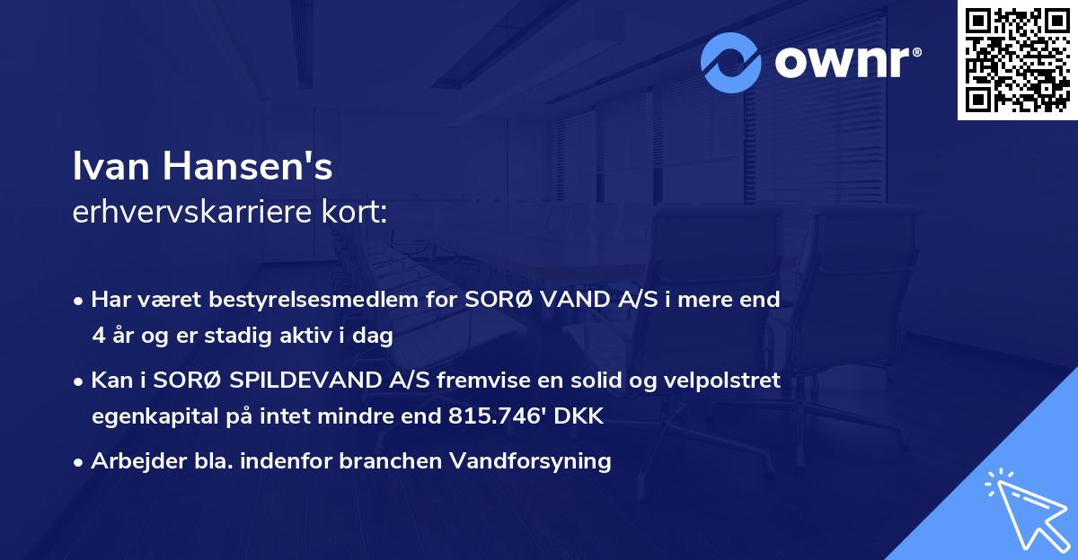 Ivan Hansen's erhvervskarriere kort