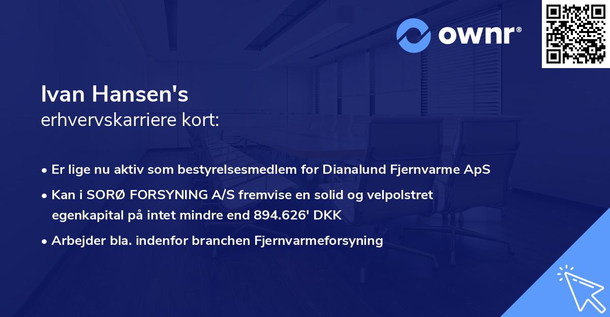 Ivan Hansen's erhvervskarriere kort