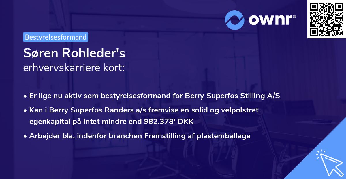 Søren Rohleder's erhvervskarriere kort