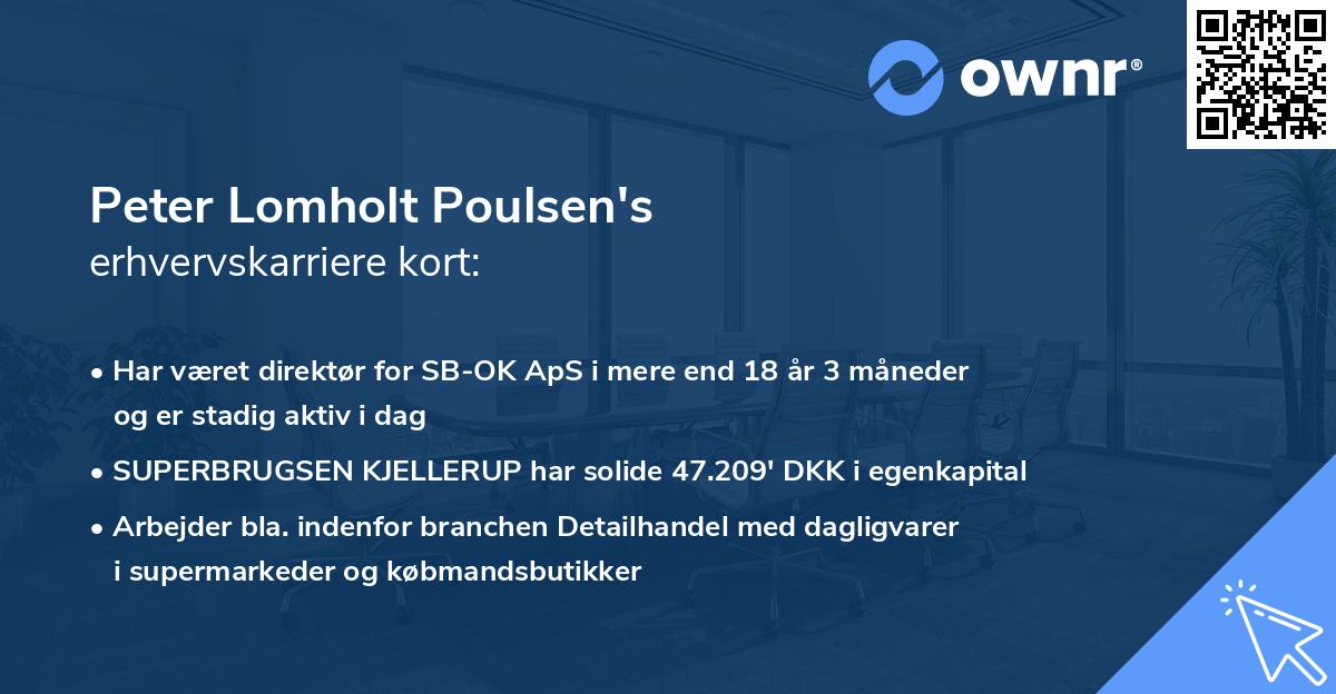 Peter Lomholt Poulsen's erhvervskarriere kort
