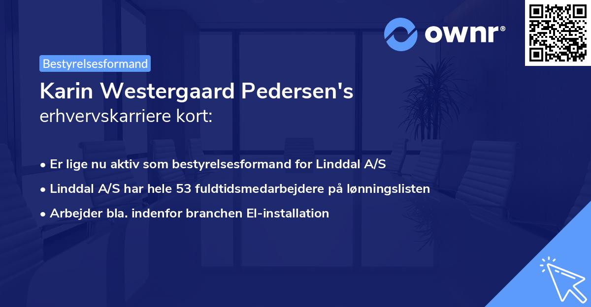 Karin Westergaard Pedersen's erhvervskarriere kort