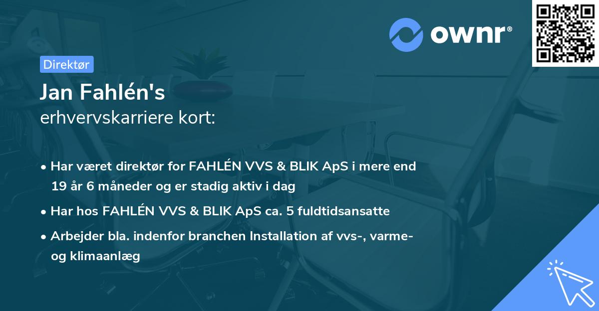Jan Fahlén's erhvervskarriere kort