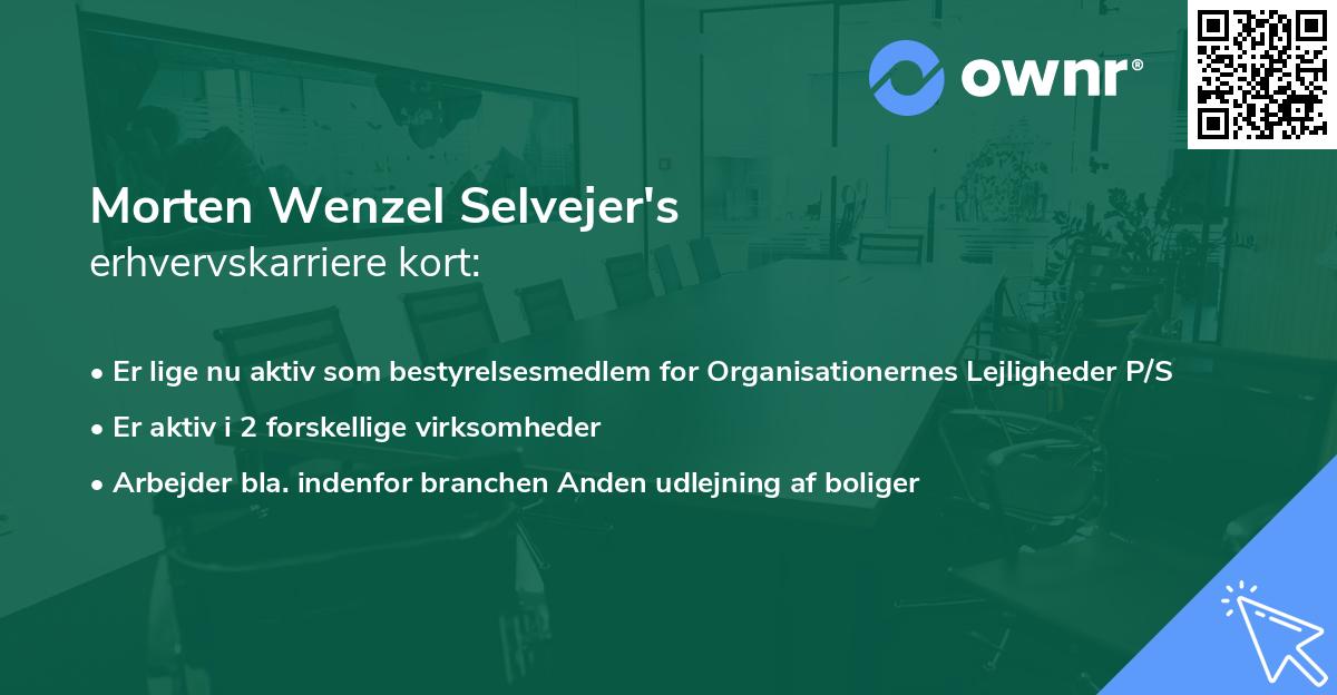 Morten Wenzel Selvejer's erhvervskarriere kort