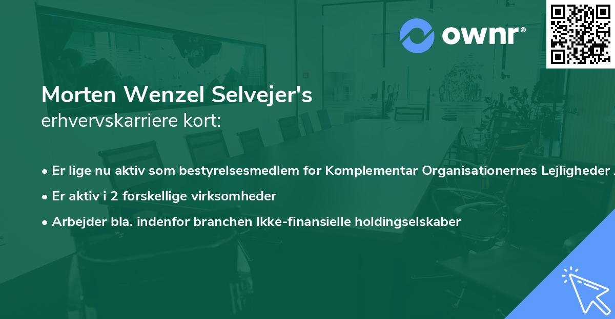 Morten Wenzel Selvejer's erhvervskarriere kort