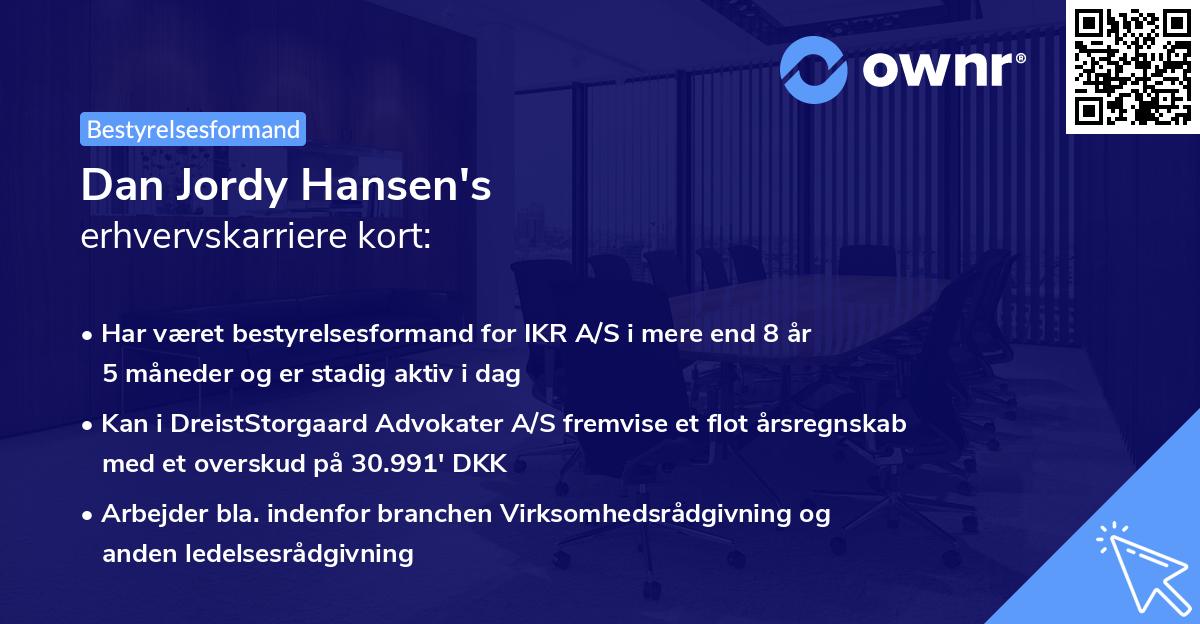 Dan Jordy Hansen's erhvervskarriere kort