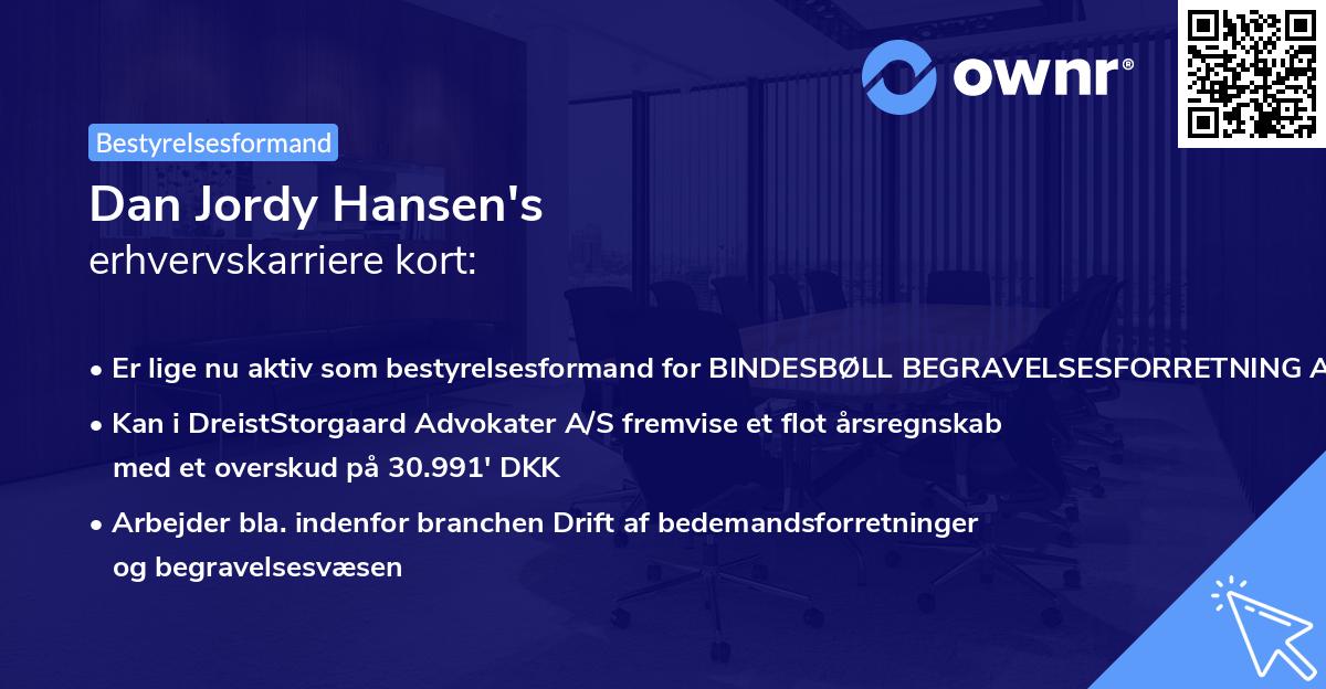 Dan Jordy Hansen's erhvervskarriere kort
