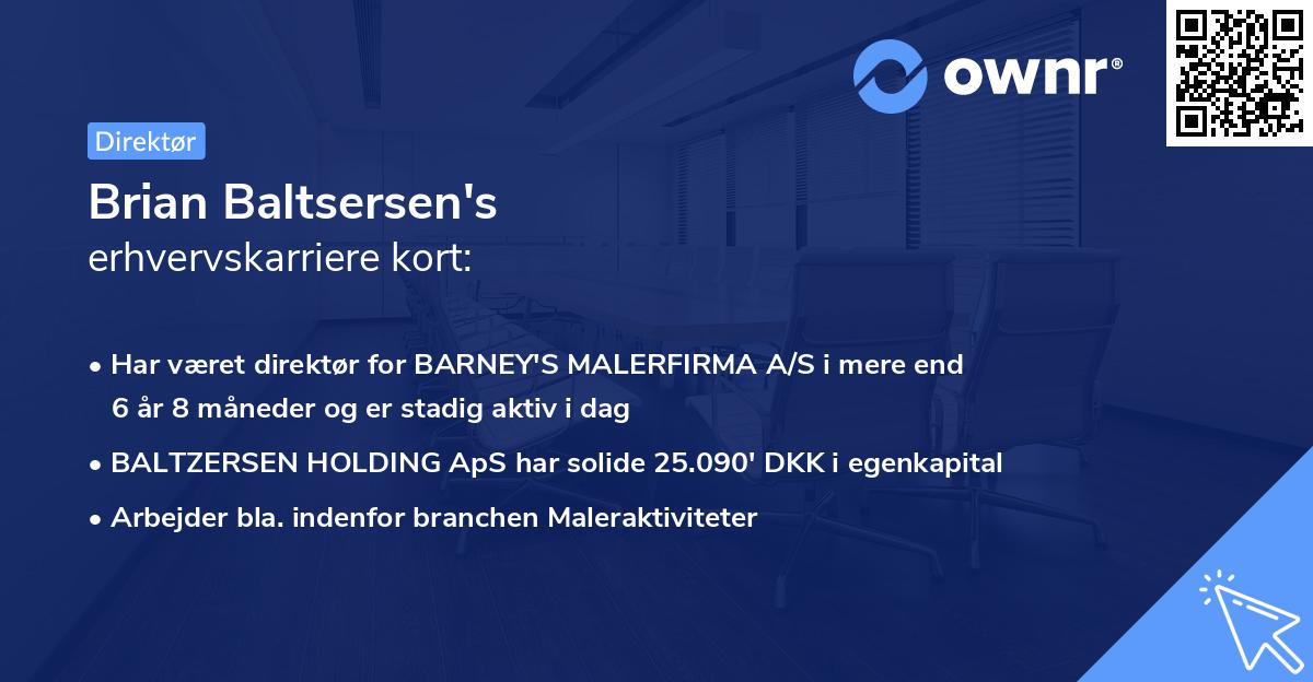 Brian Baltsersen's erhvervskarriere kort