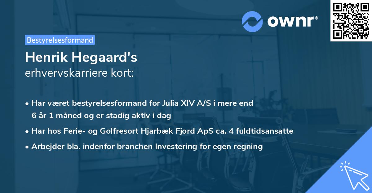 Henrik Hegaard's erhvervskarriere kort