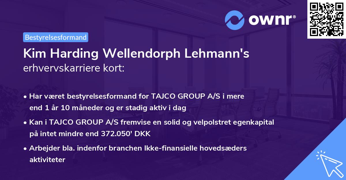 Kim Harding Wellendorph Lehmann's erhvervskarriere kort