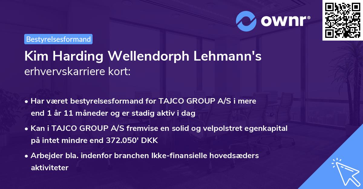 Kim Harding Wellendorph Lehmann's erhvervskarriere kort