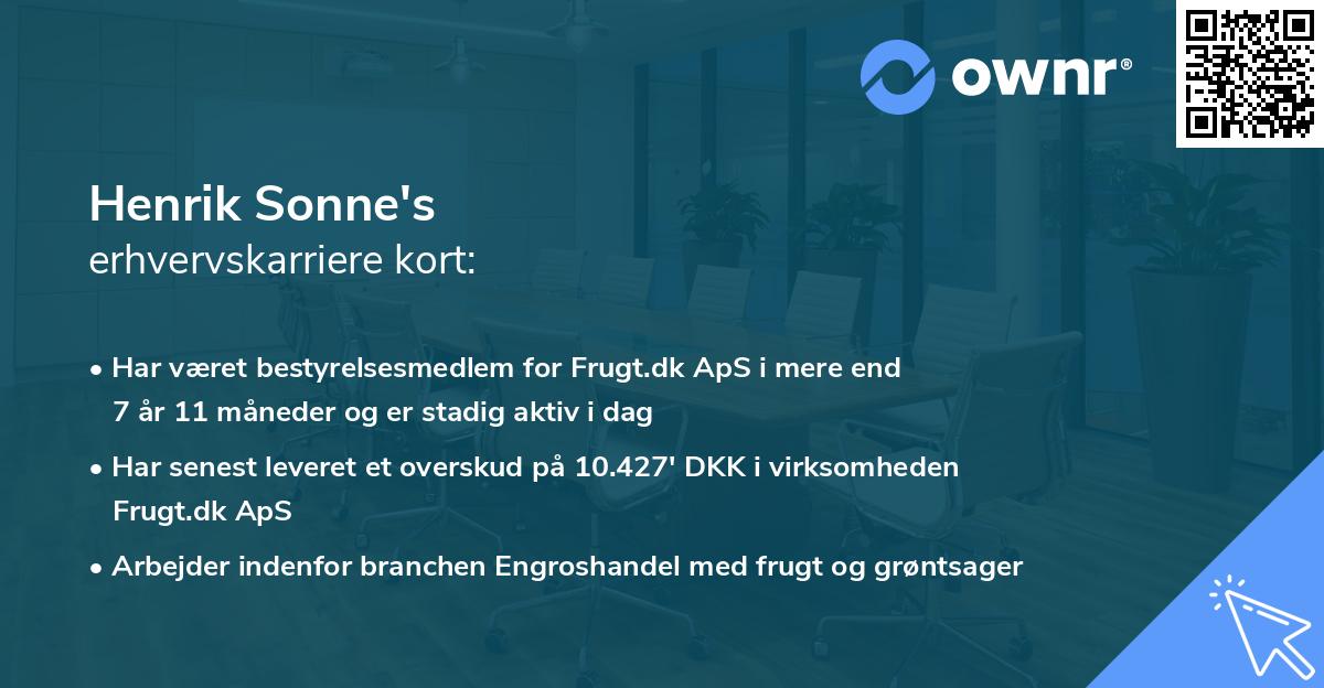 Henrik Sonne's erhvervskarriere kort